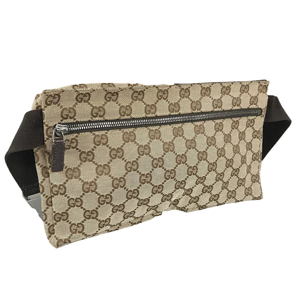 Gucci Crossbody Belt GG Canvas Pouch Clutch Waist Black